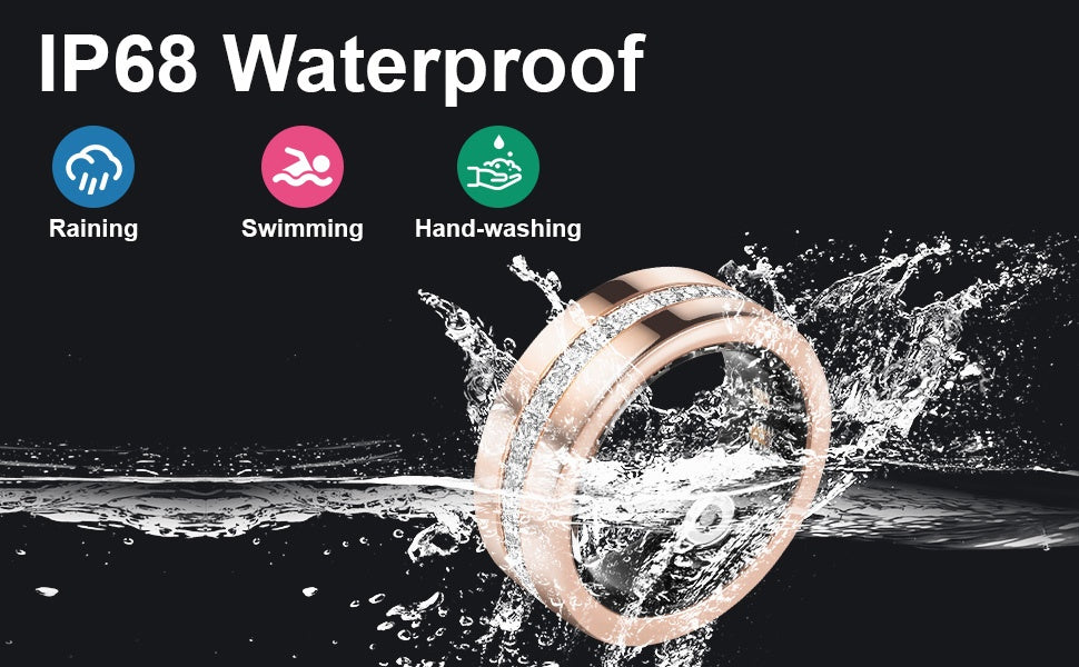 2025 Rose-Gold Diamond Smart Ring – Elegant Health & Fitness Tracker with Heart-Rate, SpO₂, HRV, Sleep & Step Monitoring (iPhone & Android Compatible, No Subscription)