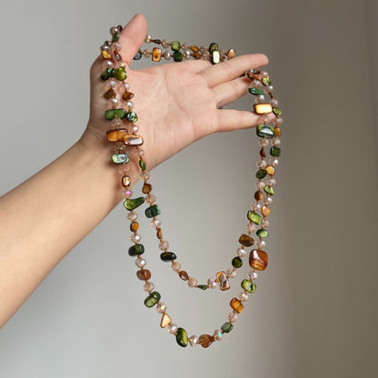 Retro Bohemian Colorful Shell Beaded Double Layer Necklace