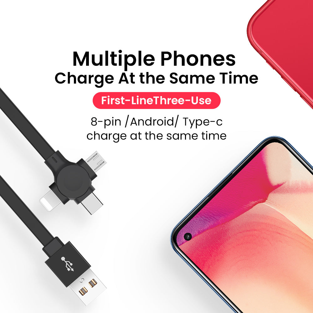 4-in-1 Retractable Charging Cable with Phone Stand – Macaron-Style USB Data Cable for iPhone, Type-C & Micro Devices | Fast-Charge Storage Box Design