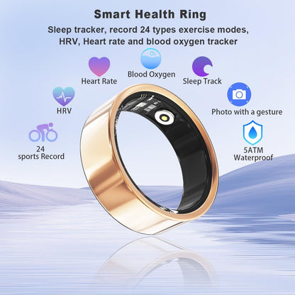Next-Gen Health Smart Ring – 24/7 Heart Rate, Blood Oxygen & HRV Monitor, Sleep & Step Tracker, IP68 Waterproof, iPhone + Android Compatible, No Subscription