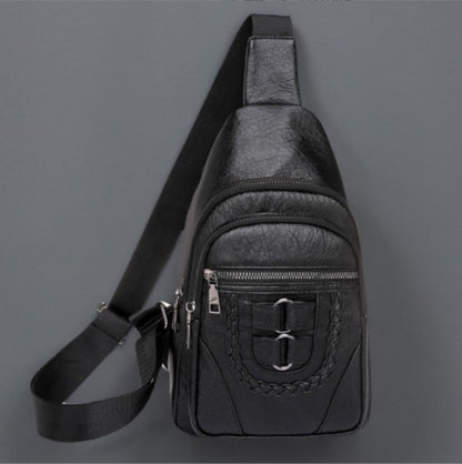Men's And Women's Retro Leather Crossbody Bag Chest Bag